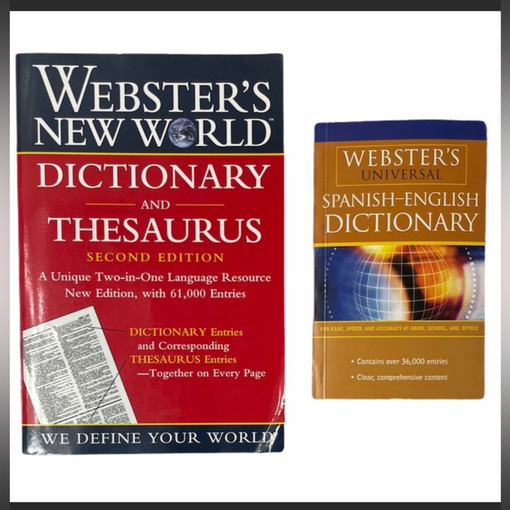 Webster's New World Dictionary Thesaurus Bundle & Spanish-English Dictionary